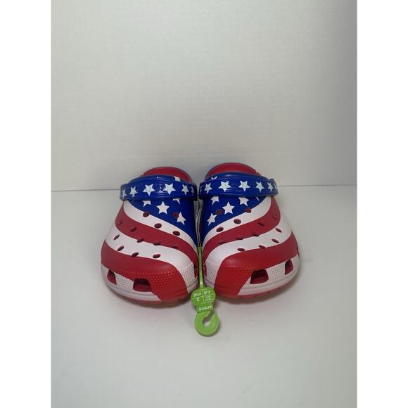 Crocs Classic American Flag Clog Size Mens 8 or Womens 10 USA Stars Stripes New - Picture 1 of 6